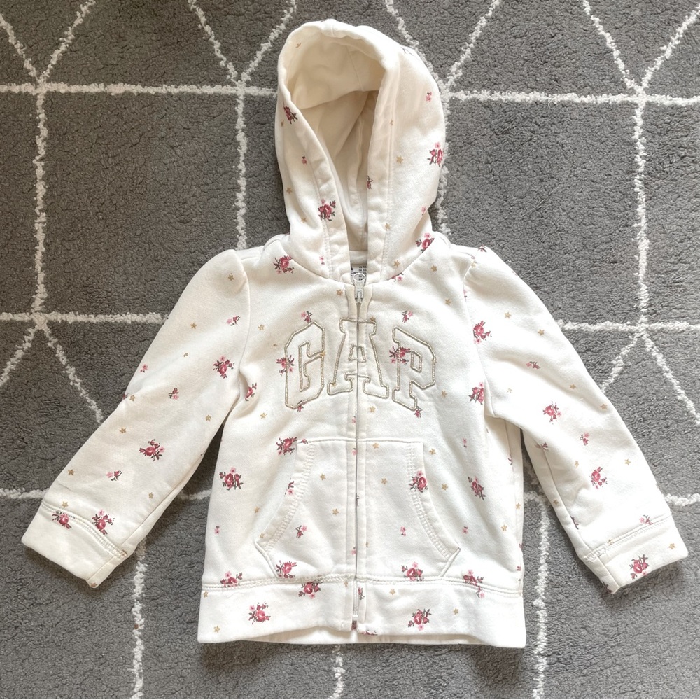Gap floral zip up sweatshirt